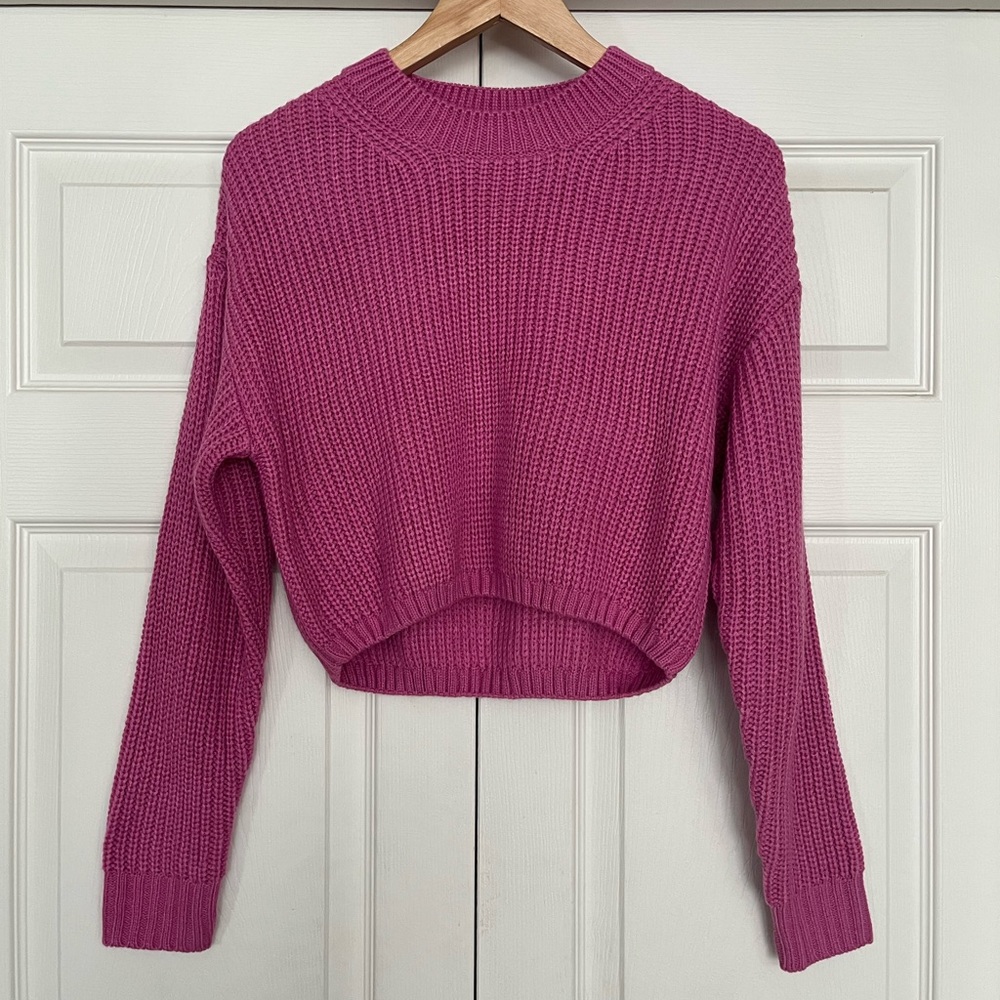 {Elodie} Cropped Knit Sweater in Bubblegum Pink - Women's Small - NWT